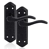 XFORT Smithy's Range London Suite Lever Latch Door Handle Black Antique, Traditional Cast Iron Door Handles, Rustic Lever Handles for Internal Wooden Doors (1 Pair)