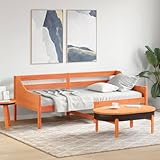 vidaXL Solid Wood Pine Day Bed Sofa - Wax Brown, Convertible Daybed/Guest Bed Frame, 80x200 cm, with Plywood Slats and Guardrails, Bedroom & Living Room Furniture
