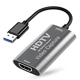 Video Capture Card HDMI to USB, 4K30 Input 1080P60 Output, Low-Lag Streaming for OBS, Plug and Play, for Windows and Mac OS, Game and Recording, Calls