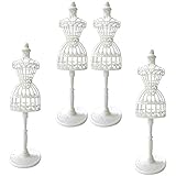 POFET 4pcs Mini Mannequin Dress Clothes Gown Hollow Out Stand Display Holder For 1/6 Dolls(White)