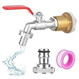 Water Butt/Rain Barrel Outlet 3/4 inch Hole Adaptor/Connector 3/4 Inch IBC Water Butt Tap Outdoor Tap Kit Garden Tap Kit Outlet Faucet (Red)