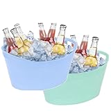 Almineez Set of 2 Premium Plastic Drink Bucket - Beverage Tub with Handles - Perfect for Parties, BBQs, Outdoor Events - Cooling Bottles Cans of Beer or Soft Drinks (24L - 24 Litre)