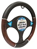 Wing Mirrors World Saab 9-3 Black & Walnut Steering Wheel Cover Glove 37cm