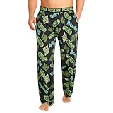 RICK AND MORTY Mens Pyjama Bottoms - Nightwear PJs for Men and Teenagers S-3XL Lounge Wear Trousers - Gifts for Him (Black/Green, XL)