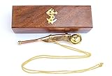 Solid Brass & Copper Boatswain (Bosun) 5" Whistle Chain with Rosewood Box