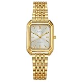 Women's Gold Watch | Gift Box Included | Minimalist Rectangle Dial Quartz Wristwatch | Elegant Stainless Steel Link Bracelet | Water Resistant | Professional Casual Dress Watch | 25mm Compact Design