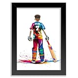 Personalised Cricket Player Wall Art Print - Cricket Poster - Cricket Gifts for Boys, Cricket Gifts - Cricket Poster for Boys Bedroom - Art by Toor (Fine Art Print (unframed))