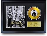 HWC Trading A3 FR Elvis Presley Signed Autograph Picture with a Gold Disc Image Print for Music Memorabilia Fans - A3 Framed