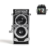CHUZHAO Retro Digital Camera with Time Stamp, Portable TLR Vintage Camera 1080P FHD Video 12MP Photos Autofocus Mini Vlogging Camera with 16GB Card for Beginners Teens Adults, Black