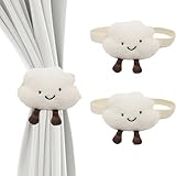 Curtain Tiebacks, Set of 2 White Curtain Tie Backs, White Tie Backs for Curtains, Elegant Curtain Holdbacks for Living Room and Bedroom, With Cute Cloud Decoration