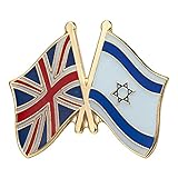 United Kingdom (Union Jack) & Israel Friendship National Flag Metal Enamel Lapel Pin Badge – 2.4 x 1.9 cm Crossed Flags – Hard Enamel Finish with Secure Clasp for Diplomatic