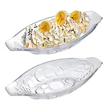 UNIQUE HOME LIVING Set of 2 Banana Split Dish Boat, 8oz Ice Cream Splits Plate, Dessert Dishes, Clear Glass Sundae Serving Bowl for Banana Split, Ice Cream, Fruits, Yoghurt, Brownies, Snack