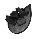 Caprilite Vegan Moon Hoop Fascinator Hat on Headband Wedding Ascot Races Bespoke Sinamay Disc (Black)