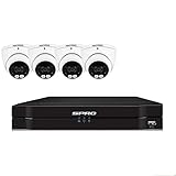 5MP CCTV SYSTEM 8CH DVR COLOUR AT NIGHT 4X CAMERAS WHITE AUDIO MIC BUILT IN KIT SPRO (1TB HDD)