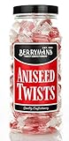Original Aniseed Twists Retro Boiled Sweets Gift Jar By Berrymans Sweet Shop - Classic Sweets, Traditional Taste.