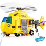 HERSITY Rescue Helicopter Toy with Light and Sound Push and Go Cars Educational Toys Gifts for Kids Boys Girls 3 4 5 6 Years Old (1:16)