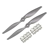 sourcing map RC Propellers CW 10x5 Inch 2-Vane for Airplane Nylon Gray 2Pcs with Adapter Rings
