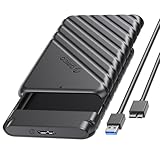ORICO 2.5 inch External Hard Drive Enclosure USB 3.0 to SATA III for 7mm and 9.5mm SATA HDD SSD Tool Free [UASP Supported] Black (25PW1-U3)