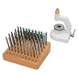 Wakects Watch Repair Staking Tool Set with 50 Punches, 10 Stakes Resistant Aluminum Alloy Watchmaker Punching Kit Jewelling Tool Non Slip Handle with Accessories for Watch Repairing