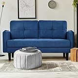 Hello-5ive 2 Seater Sofa, Modern Faux Lambswool Sofa Couch with Thicken Cushions, Comfy Sofa for Living Room Bedroom Office Apartment, Loveseat Sofa 2 Seater Settee with 2 Pockets, Blue