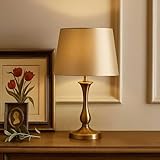 VOLTICO Satin Table Lamp Shade Classic Decorative Lampshade with Adjustable Fitting for Living Room & Bedroom (1, Gold)
