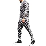 Crazynekos Mens Hip Hop Tracksuit 2 Piece Casual Pants Jacket Sweatsuit Sweatshirt Activewear Set (Black,M=US XS)