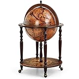COSTWAY Globe Bar Cabinet, Wine Rack Wine Cabinet for Bottles, Vintage, Retro Brown