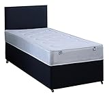 3FT By 5FT9 Single Short Black Faux leather Divan Bed Set Including Deep Quilt Mattress And Headboard