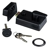 XFORT 60mm Matt Black Night Latch Standard Complete with Rim Cylinder, Lock Case, Two Keys and Trim Ring, Door Lock Provides Increased Home Security, for Front Door Lock.