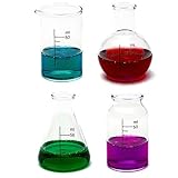 CKB LTD® Set of 4 - Laboratory Chemistry Shot Glasses Drinks Shooters 50ml - Science Themed Novelty Lab Shaped Beaker & Flask