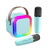 Fede Karaoke Machine for Kids Adults, Mini Karaoke Machine with 2 Wireless Microphones, Portable Bluetooth Speaker with Voice Changing Effects & LED Lights, Best Gifts Toys for Girls and Boys