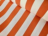 Orange & White Striped DRALON Outdoor Fabric Acrylic Teflon Waterproof Upholstery Material for Cushion Gazebo Beach - 160cm Wide (Sold by The metre)