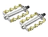 Lowrider Bike Twisted Flat Pedals 1/2 W/Logo Chrome/Gold.Bicycle Pedals