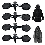 Toggle Buttons 4Pcs PU Leather Duffle Coat Toggles Vintage Sew-On Toggles Closures with Resin Horn Black Button for Coat Cape Cardigans Clothing Buttons Replacement