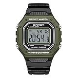 BR.K Brother King Outdoor Backlight LED Digital Sport Watches for Men and Women Unisex Multi Function Casual Waterproof Wrist Watch （Black Green, Green