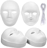 WUWEOT 40 Pack DIY Full Face Masks, 2 Sizes Paintable White Plain Masks, Paper Mache Masks for Cosplay, Halloween, Mardi Gras, Masquerade, Dance Party, Theater, Costume