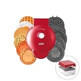 DASH Multimaker with 7 Removable Plates - Waffle Maker and Griddle + 3 Themed Plates - Santa Claus, Pumpkin, Snowman, Mini Waffle for Halloween and Christmas - for Kids and