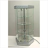 Glass Revolving Display Case with LED Lights and Lockable Door