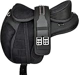 All Purpose Treeless English Horse Synthetic Saddle 16" 17" Sizes Free Girth (Black Colour) (16'' Inch)