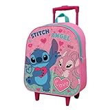 Stitch Trolley Bag Childrens Wheeled Travel Bag Kids Girls Character Luggage Carrier Suitcase Cabin Backpack with Adjustable Handle Lilo