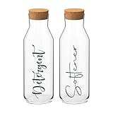 Print Maniacs CORKED GLASS JAR 500ml or 1 Litre Storage Bottle Reuseable Jar Laundry Mrs Hinch Storage Jar (Grey, 1 x 500ml)