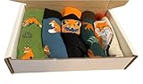 Fox Socks Gift Box - 5 Pairs Adult Size UK 6-9 for Wildlife Lover, Friend and Family - Stocking Filler