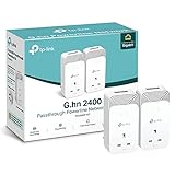 TP-Link PG2400PKIT Wired Passthrough G.hn 2400 Powerline Adapter, Faster G.hn Technology, Powerline Network Adapters with 2+2 Gigabit Ethernet Ports, No Configuration Required, Plug and Play,Pack of 2