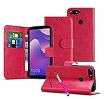 Wallet Phone Case Compatible with Vodafone Smart V8 Kickstand Stand Case Leather Cover [Card Holder Slots] Magnetic Closure Compatible with Vodafone Smart V8 / VFD 710 [Hot Pink]