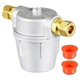 SPARES2GO Boiler Filter 3/8" Aluminium Inline Central Heating Oil Fired Fuel Strainer Bowl + 2 x 10mm Compression Connectors