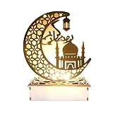 23GUANYI Ramadan Decorations for Home, Ramadan Lights, Eid Decorations, 3D Wooden Eid Mubarak Decorations Lights Home Party Bedroom for Muslims, Eid al-Fitr al-Adha Islamic Table Decor