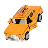 Dilwe Pull Back Taxi in Yellow Model Car, 1:32 Scale Alloy Toy Vehicles Taxi Simulation Vehicle Model Toy Toddlers Educational Play Furniture Decoration Collection (A (Taxi A)