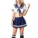 Kadila Store Japanese School Girl Outfit Schoolgirl Lingerie Costume Fancy Dress Role Play Bodysuit Cosplay Uniform, Blue, L