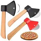 Pizza Cutter Wheel Novelty,Forreen 3 Pieces Stainless Steel Pizza Cutter Professional Durable Dishwasher Safe Axe Shape Pizza Wheel Slicer with Anti-Slip Grip Handle for Pizza Bread Cakes,Random Color