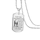 HAYOUWAY to My Son Necklace Mens Silver Chain Inspirational Stainless Steel Necklaces Birthday Gifts for Teens from Mum